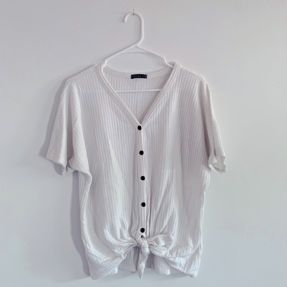 White MIHOLL Button Short Sleeve Shirt
